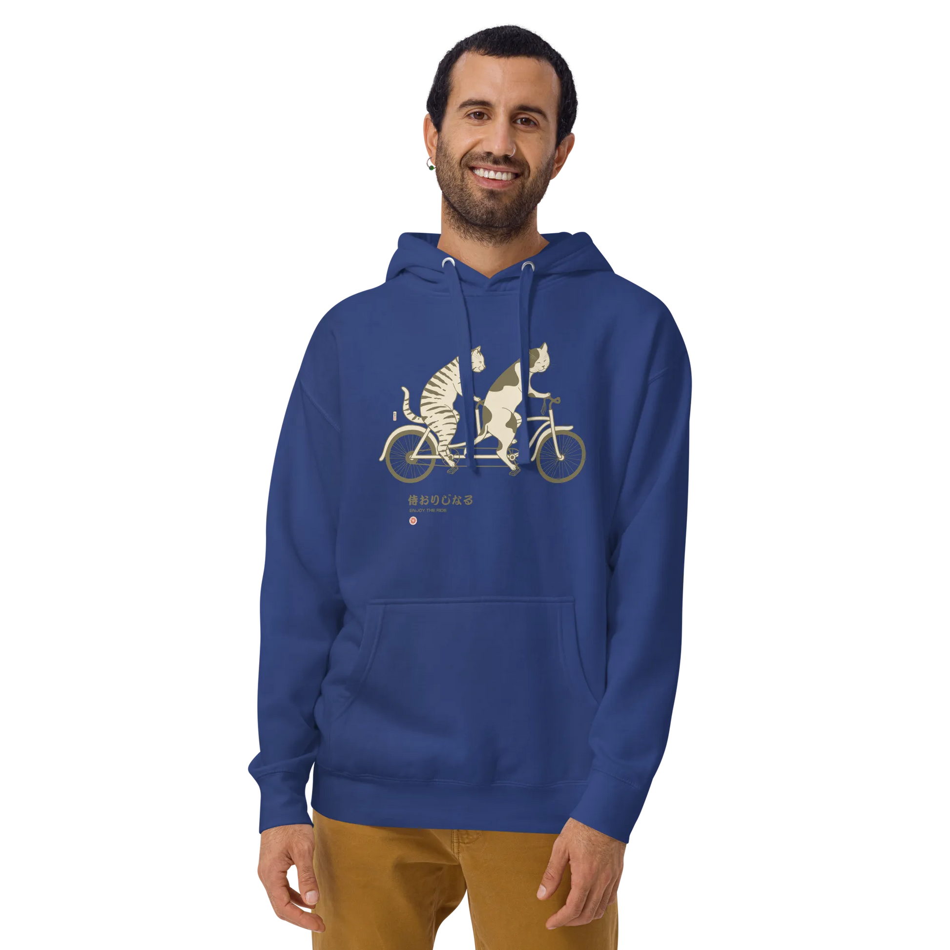 Cat Ride Funny Japanese Ukiyo-e Unisex Hoodie - Team Royal / S