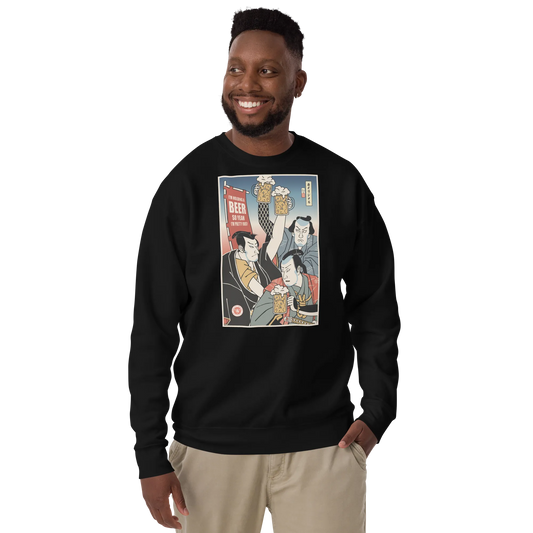 Samurai Drink Beer Ukiyo-e Funny Unisex Premium Sweatshirt