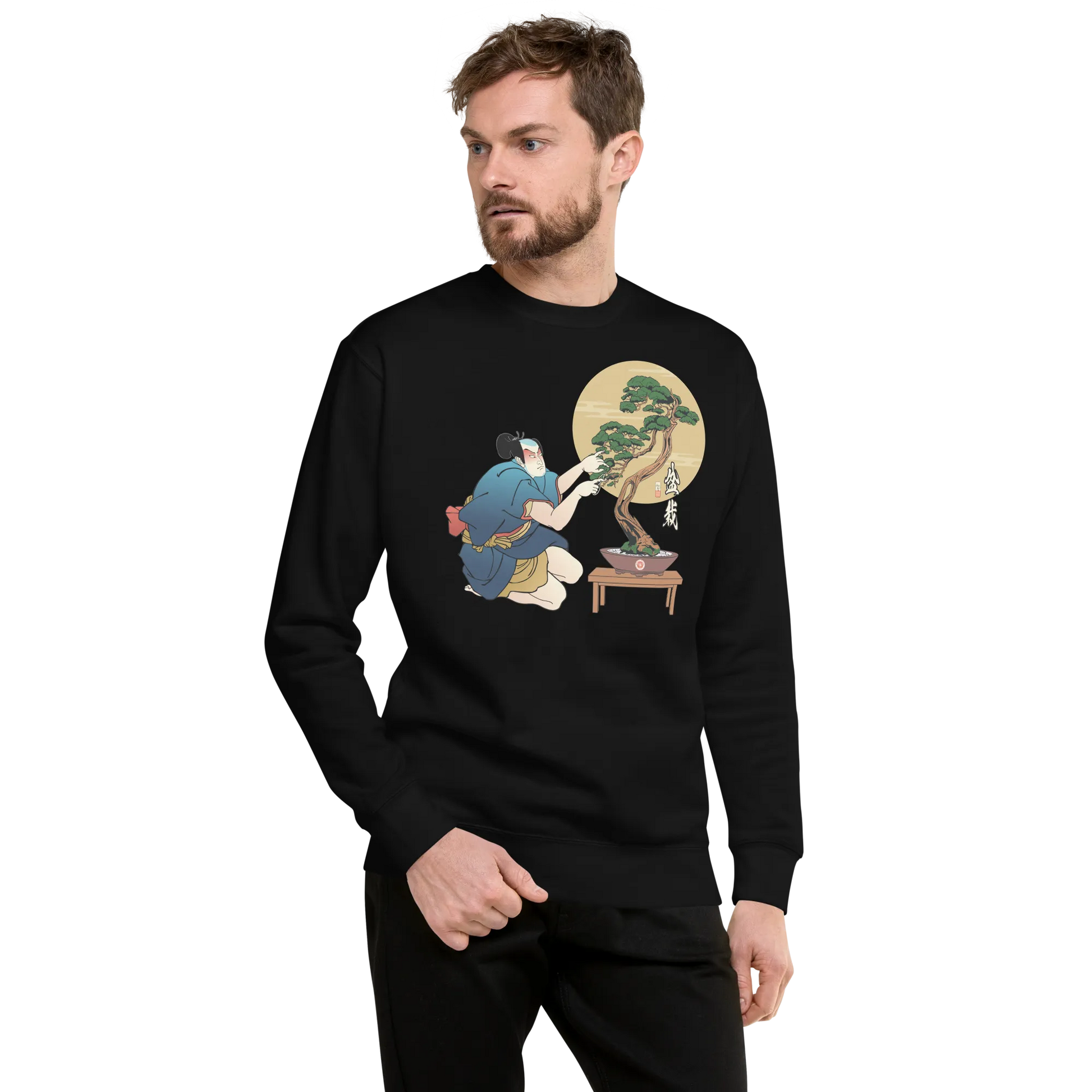 Samurai and Bonsai Tree Japanese Ukiyo-e Unisex Premium Sweatshirt 2 - Samurai Original