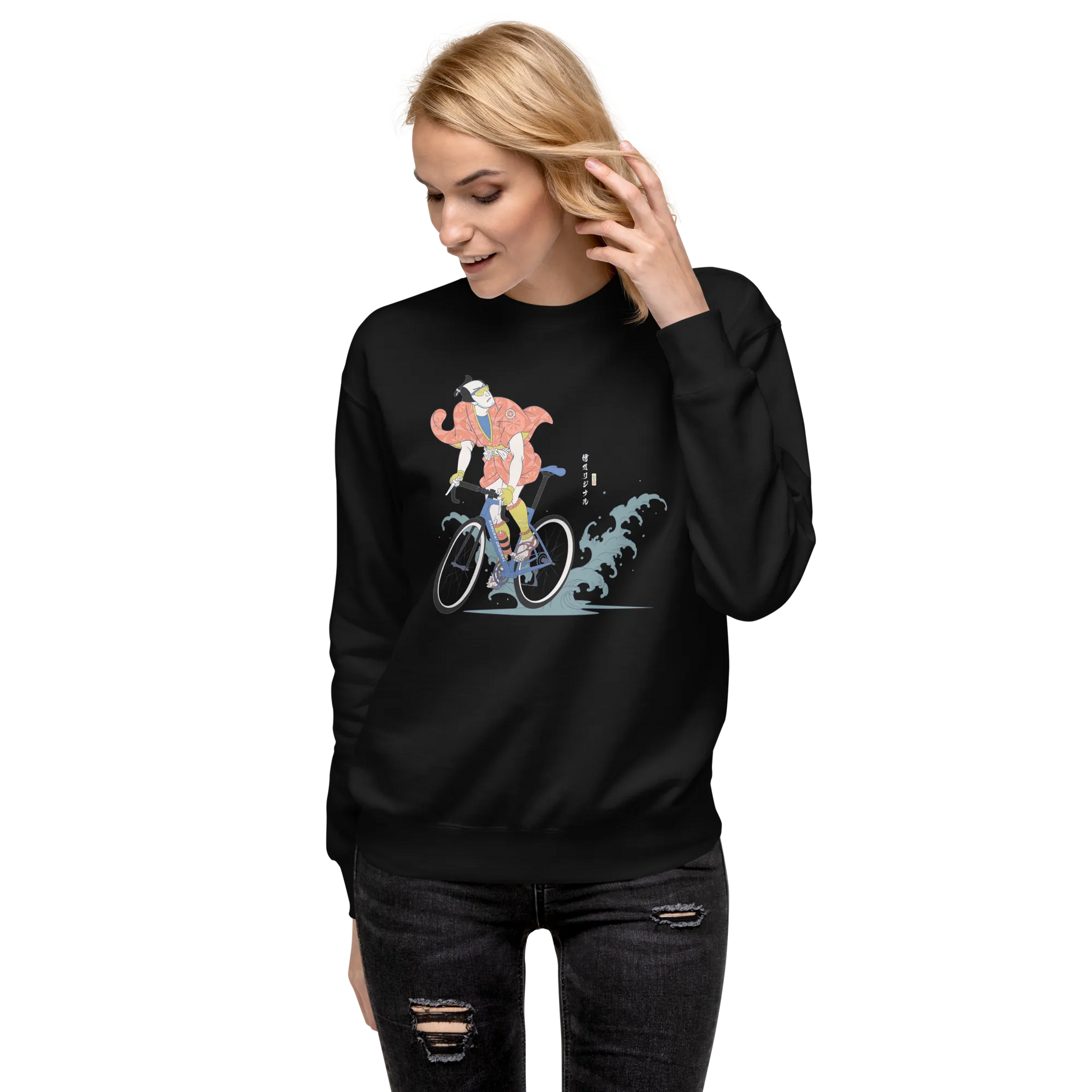 Samurai Bicycle Racing Ukiyo-e Unisex Premium Sweatshirt -