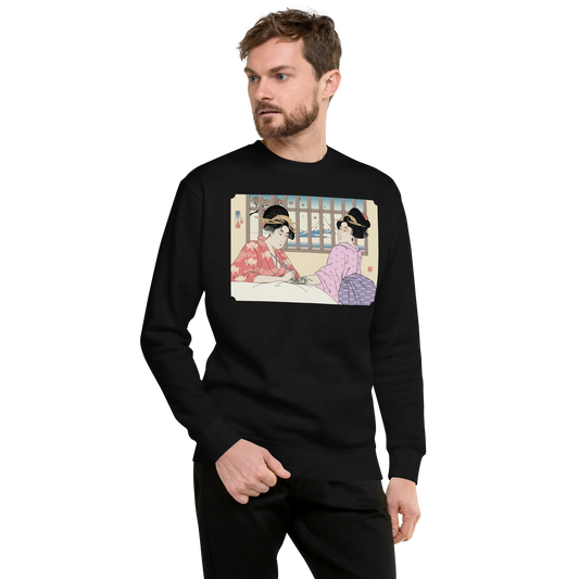 Geisha Henna Artist Japanese Ukiyo-e Unisex Premium Sweatshirt - Black / S