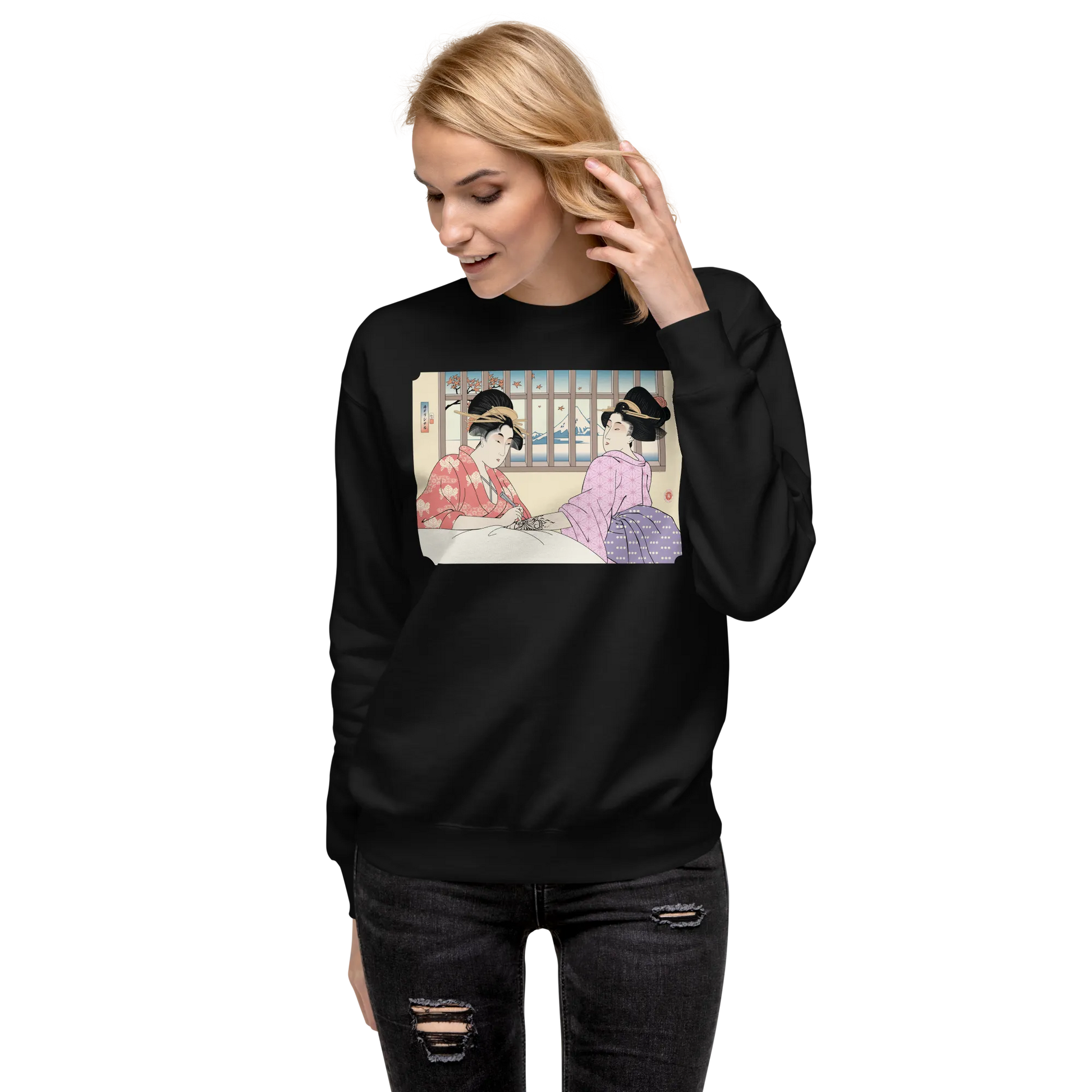 Geisha Henna Artist Japanese Ukiyo-e Unisex Premium Sweatshirt -