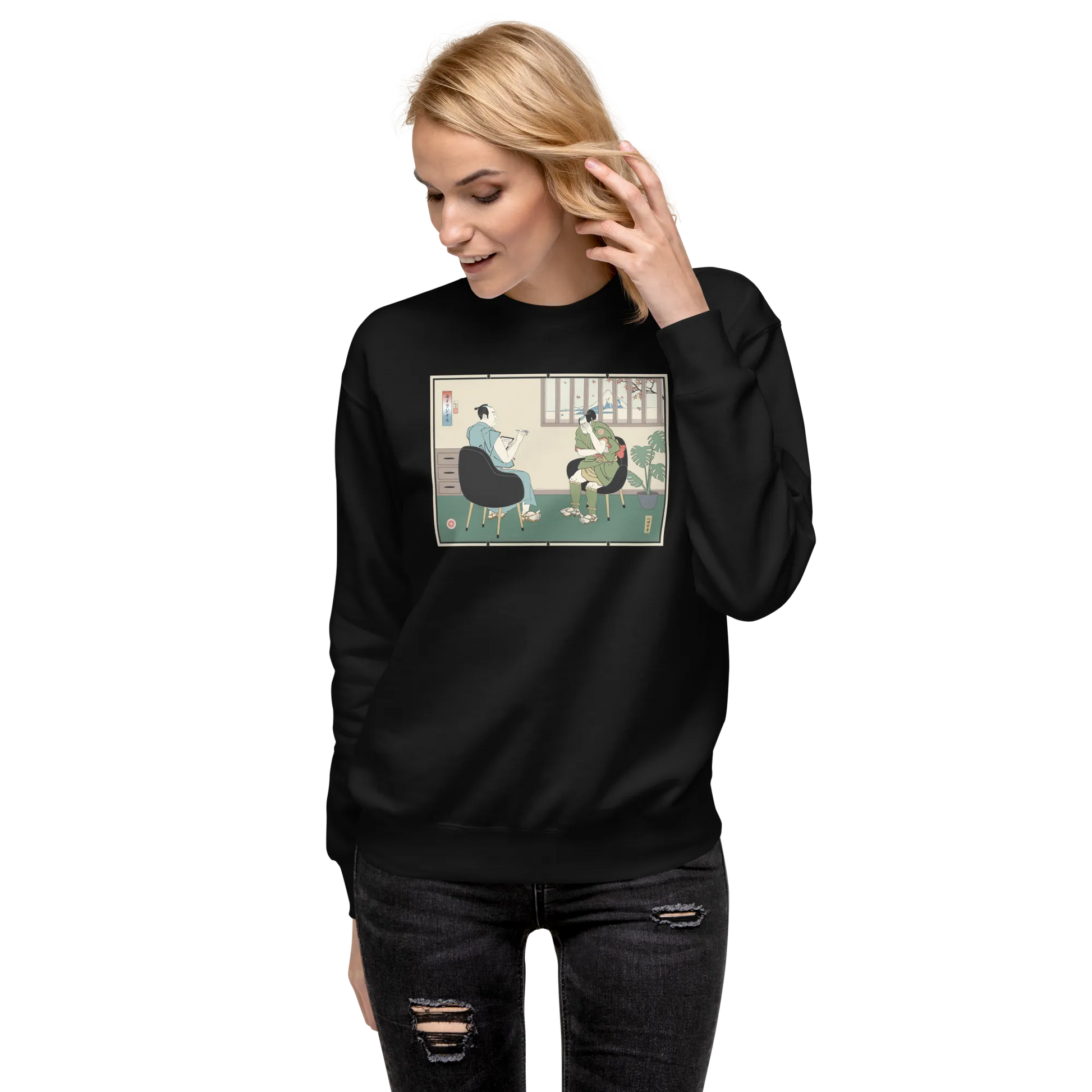 Samurai Psychologist Ukiyo-e Unisex Premium Sweatshirt - Samurai Original