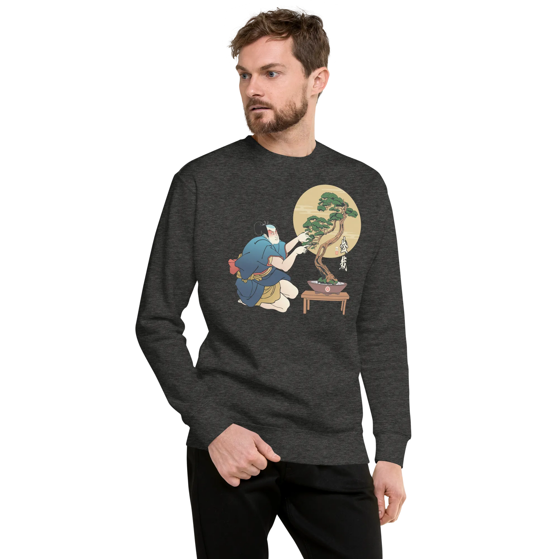 Samurai and Bonsai Tree Japanese Ukiyo-e Unisex Premium Sweatshirt 2 - Samurai Original