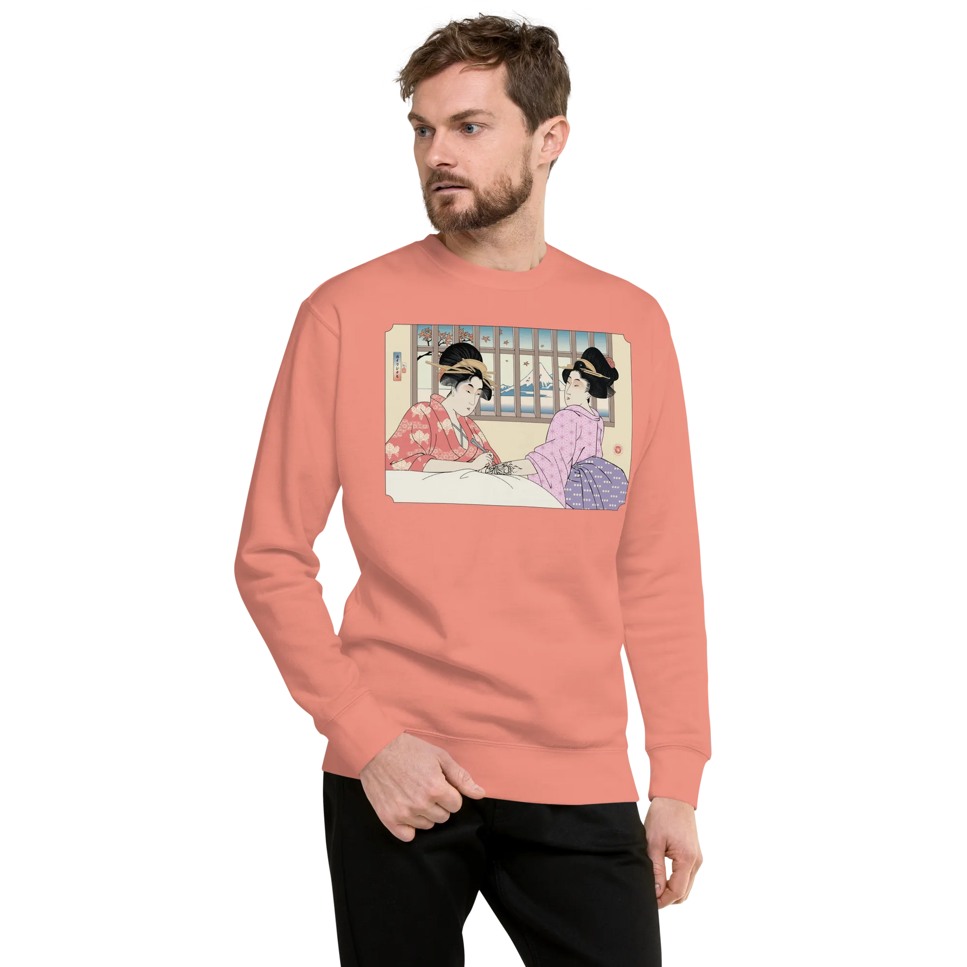 Geisha Henna Artist Japanese Ukiyo-e Unisex Premium Sweatshirt - Dusty Rose / S