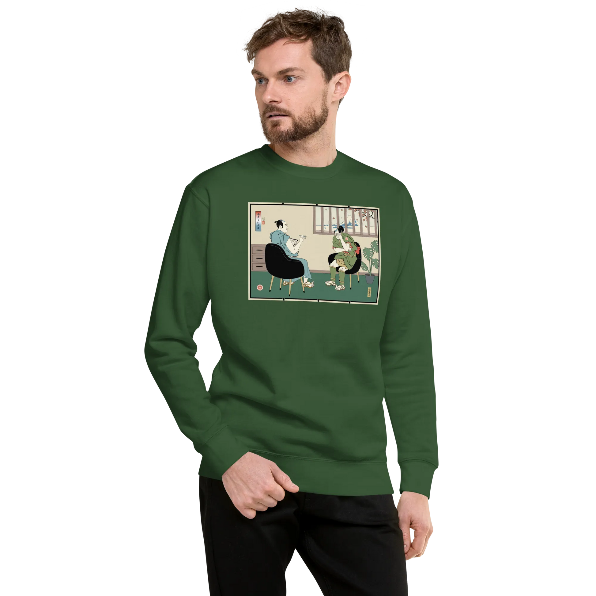 Samurai Psychologist Ukiyo-e Unisex Premium Sweatshirt - Samurai Original