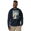 Geisha and Yorkshire Dog Japanese Ukiyo-e Unisex Premium Sweatshirt - Navy Blazer / S