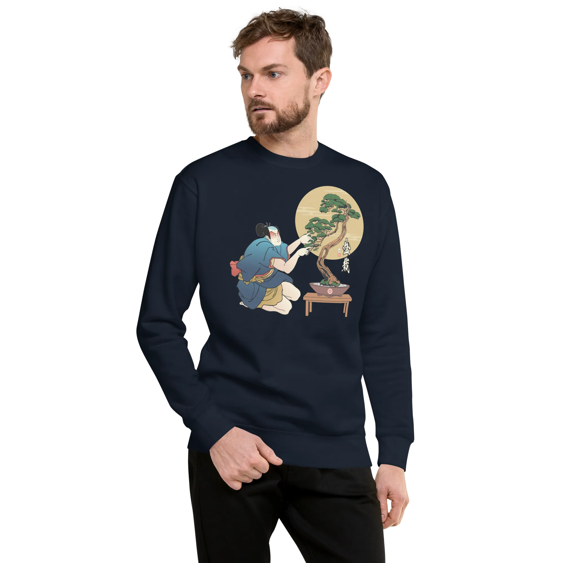 Samurai and Bonsai Tree Japanese Ukiyo-e Unisex Premium Sweatshirt 2 - Samurai Original