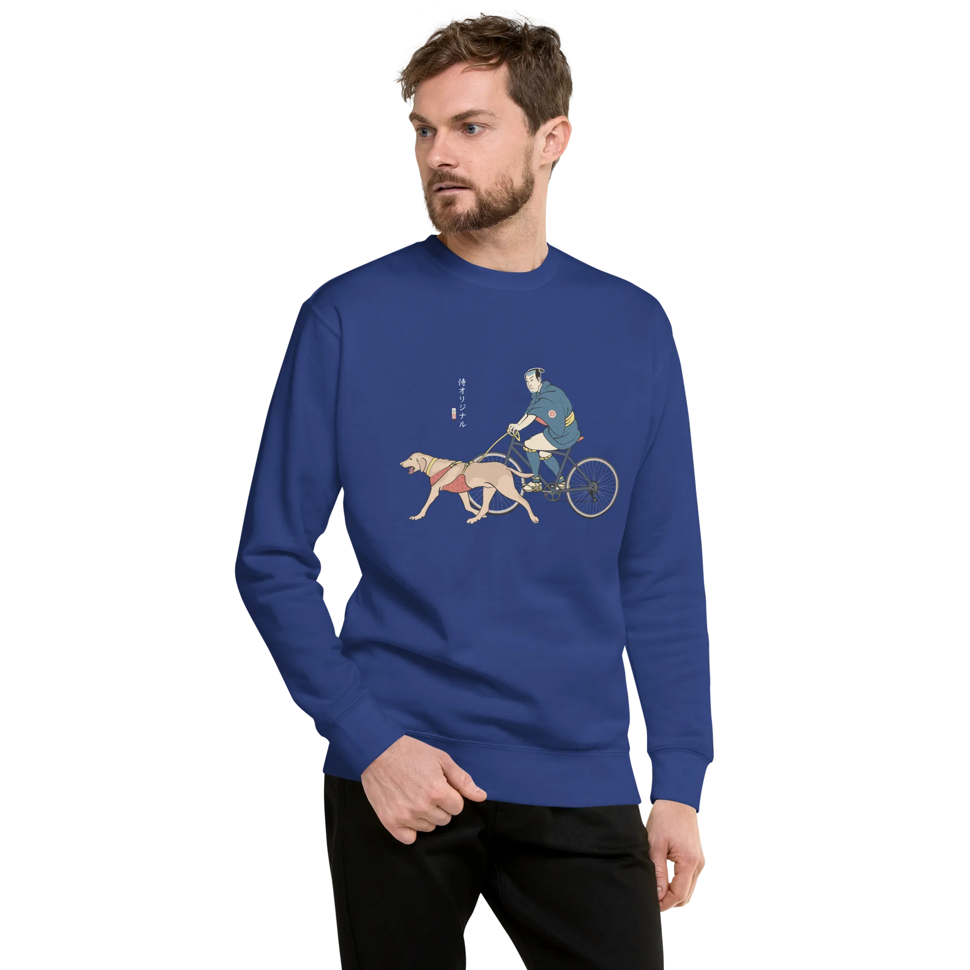 Samurai Cycling With DogLabrador Retriever Unisex Premium Sweatshirt - Samurai Original