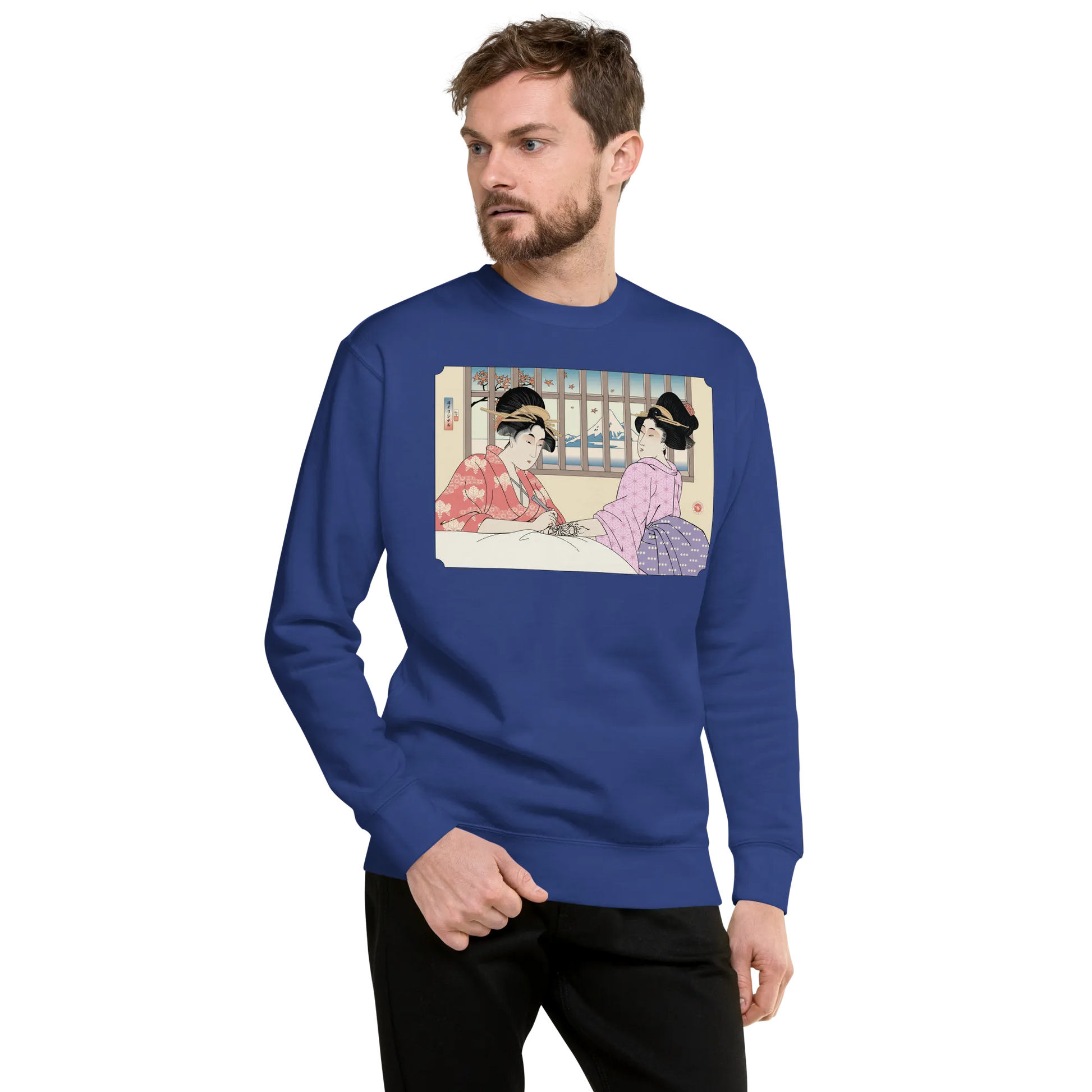 Geisha Henna Artist Japanese Ukiyo-e Unisex Premium Sweatshirt - Team Royal / S