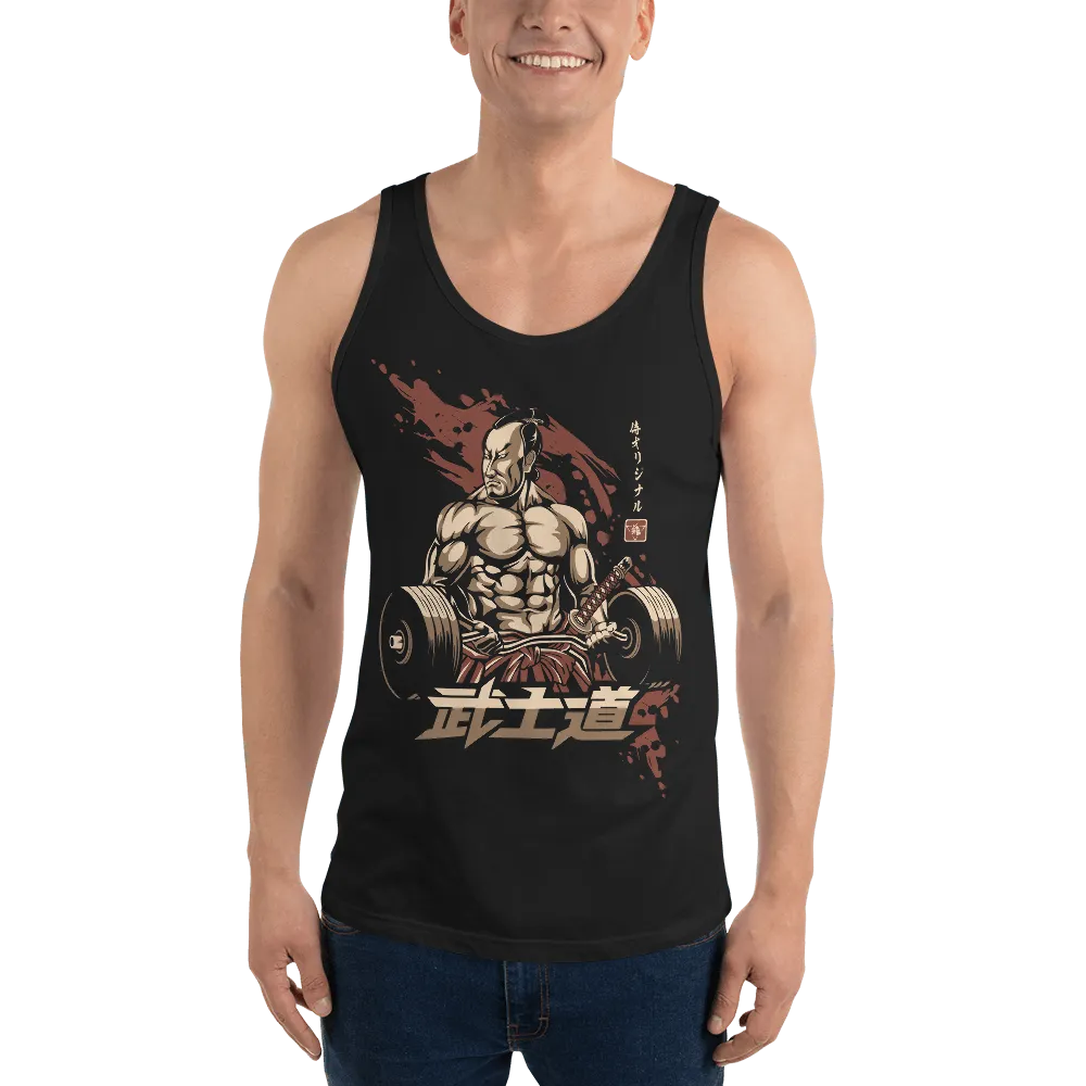 Samurai Bodybuilding Gym Ukiyo-e Unisex Tank Top - Black / XS