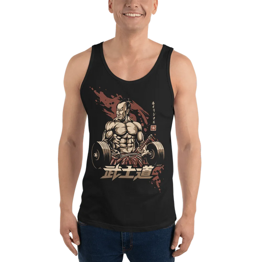 Samurai Bodybuilding Gym Ukiyo-e Unisex Tank Top - Black / XS