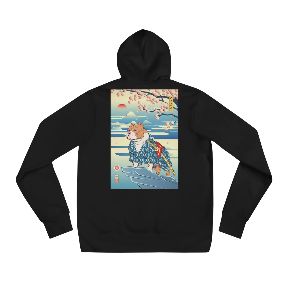 Dog Pitbull Japanese Ukiyo-e Unisex Hoodie - Black / S