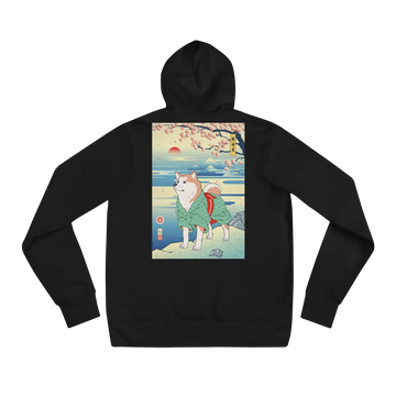 Dog Akita Funny Japanese Ukiyo-e Unisex Hoodie - Black / S