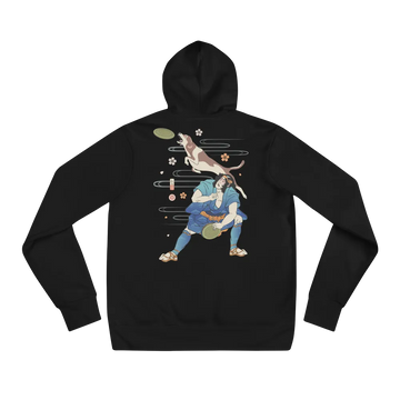 Disc Dog Samurai Japanese Ukiyo-e Unisex Hoodie - Black / S