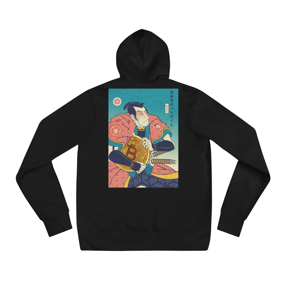 Samurai Bitcoin Mining Ukiyo-e Unisex Hoodie - Black / S