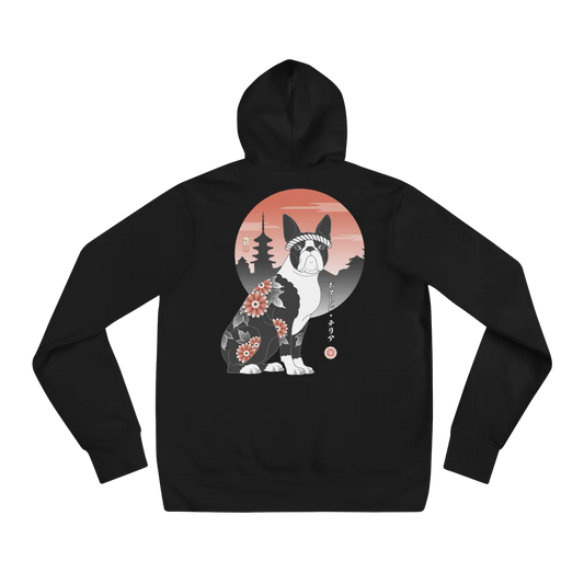 Samurai Boston Terrier Ukiyo-e Unisex Hoodie - Samurai Original