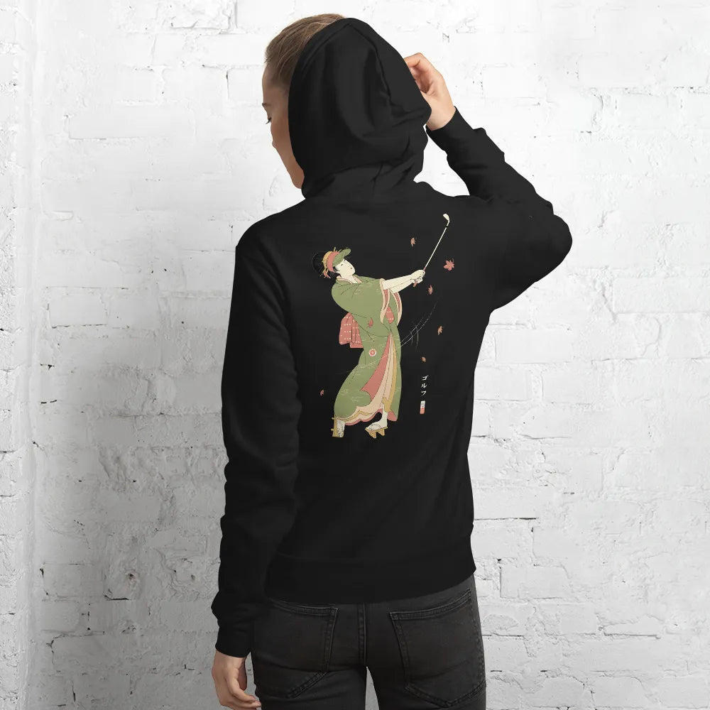 Geisha Golf Player Japanese Ukiyo-e Unisex Hoodie -