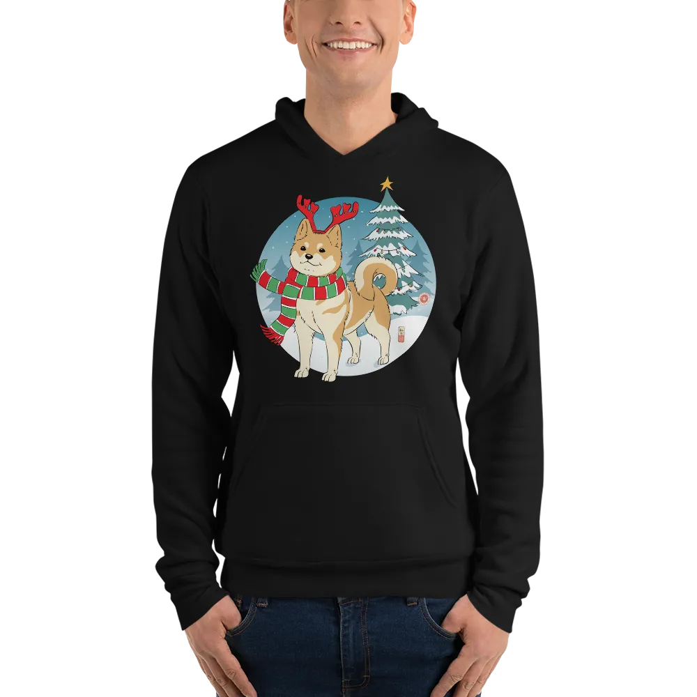 Dog Shiba Funny Christmas Japanese Ukiyo-e Unisex Hoodie - Black / S