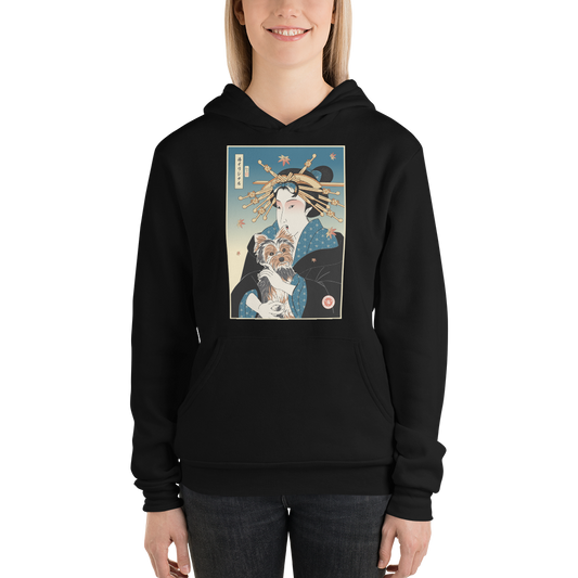 Geisha and Yorkshire Dog Japanese Ukiyo-e Unisex Hoodie -