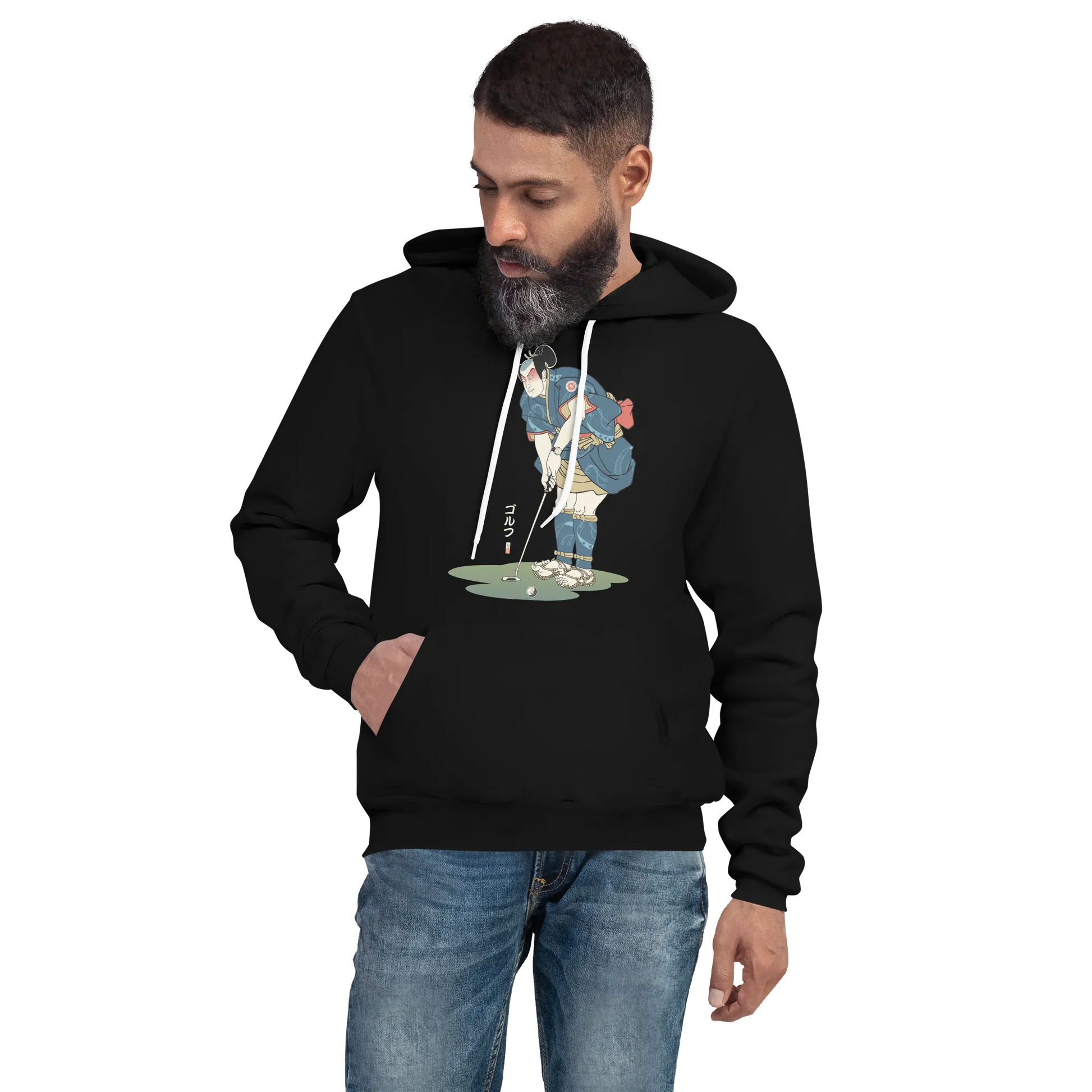 Samurai Golf Player Ukiyo-e 2 Unisex hoodie - Black / S