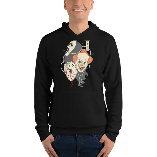 Halloween Mask Japanese Ukiyo-e Unisex Hoodie - Black / S