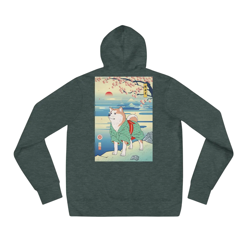 Dog Akita Funny Japanese Ukiyo-e Unisex Hoodie - Heather Forest / S