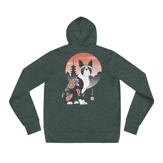 Samurai Boston Terrier Ukiyo-e Unisex Hoodie - Samurai Original