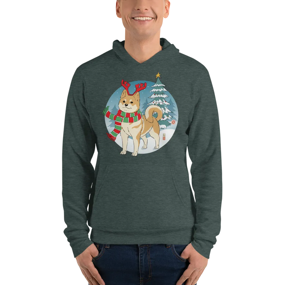 Dog Shiba Funny Christmas Japanese Ukiyo-e Unisex Hoodie - Heather Forest / S