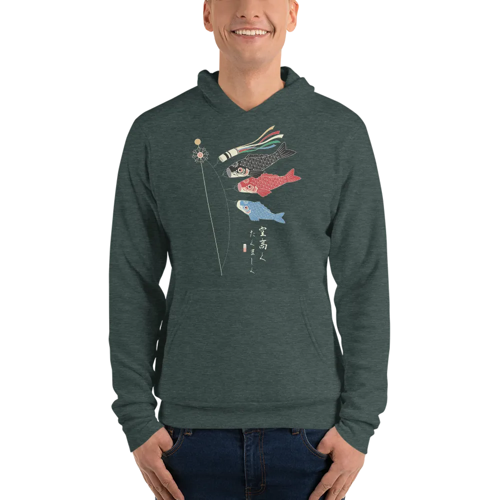 Koinobori Carp Flag Japanese Ukiyo-e Unisex Hoodie - Heather Forest / S