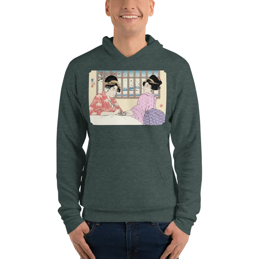 Geisha Henna Artist Japanese Ukiyo-e Unisex Hoodie - Heather Forest / S