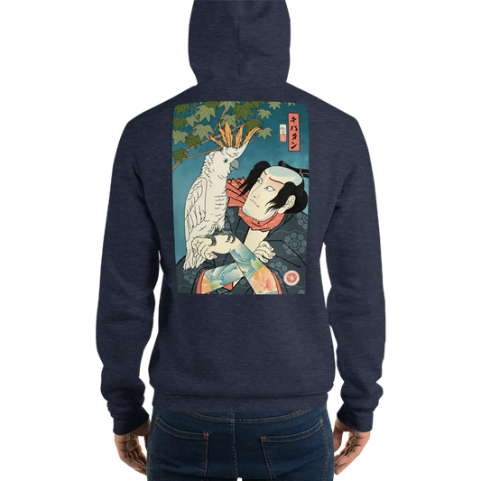 Samurai & Cockatoo Parrot Funny Japanese Ukiyo-e Unisex Hoodie - Samurai Original