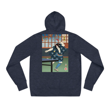 Samurai Table Tennis Ping Pong Ukiyo-e Unisex Hoodie - Heather Navy / S