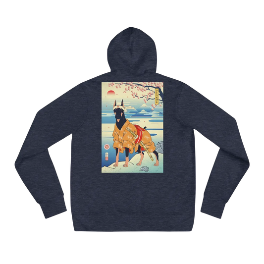 Dog Doberman Pinscher Japanese Ukiyo-e Unisex Hoodie - Navy / S