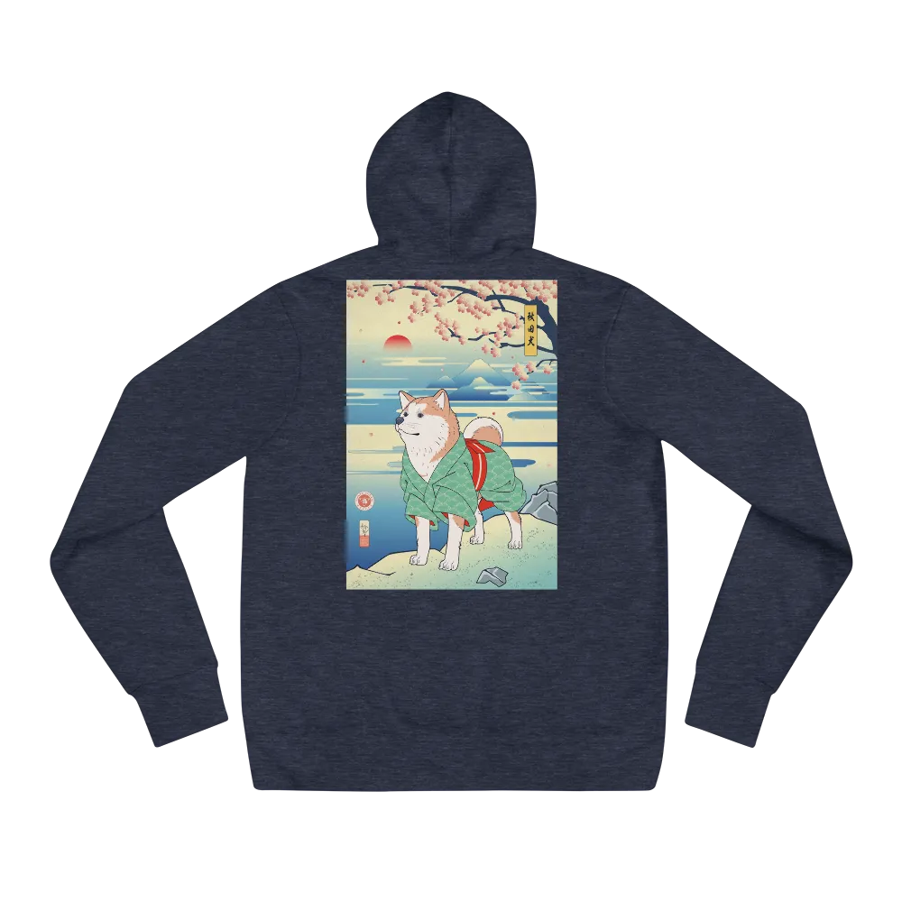 Dog Akita Funny Japanese Ukiyo-e Unisex Hoodie - Heather Navy / S