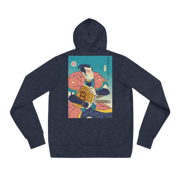 Samurai Bitcoin Mining Ukiyo-e Unisex Hoodie - Heather Navy / S