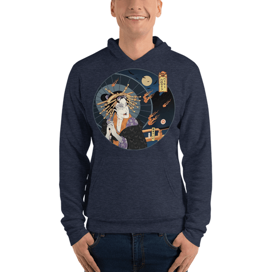 Halloween Geisha Zombies Japanese Ukiyo-e Unisex Pullover Hoodie - Heather Navy / S