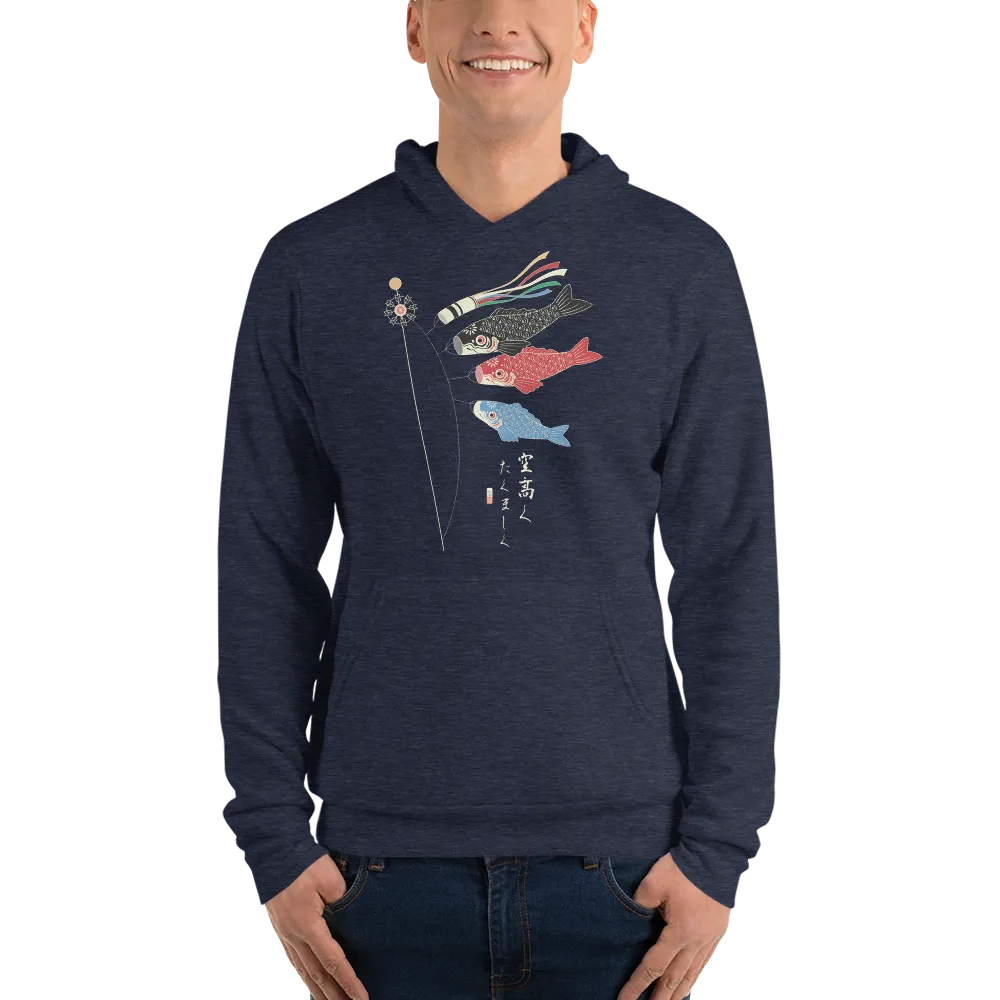 Koinobori Carp Flag Japanese Ukiyo-e Unisex Hoodie - Heather Navy / S