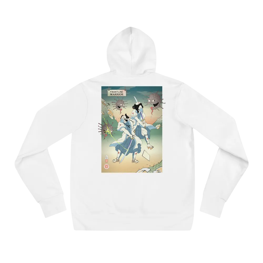 Doctor Nurse vs Virus Demon Japanese Ukiyo-e Unisex Hoodie - White / S