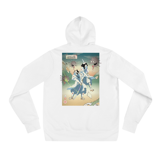 Doctor Nurse vs Virus Demon Japanese Ukiyo-e Unisex Hoodie - White / S