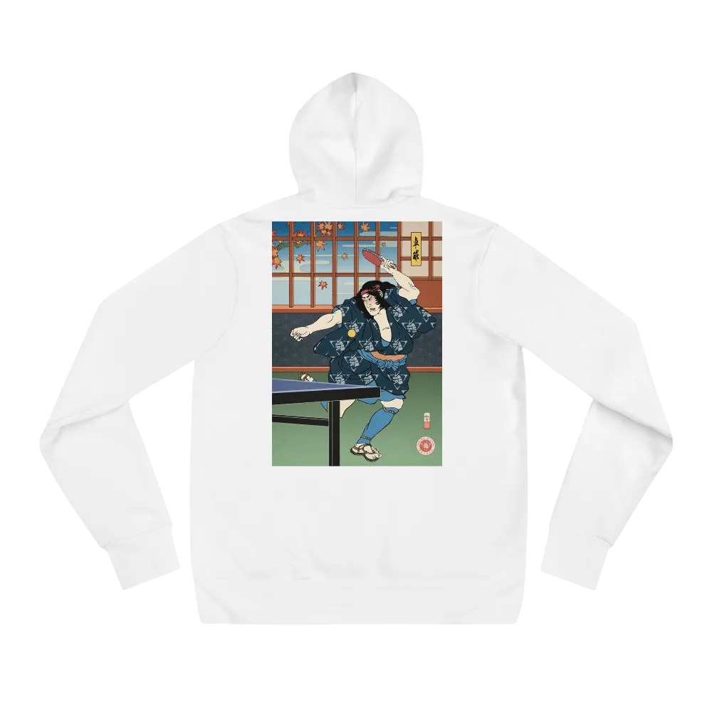 Samurai Table Tennis Ping Pong Ukiyo-e Unisex Hoodie - White / S