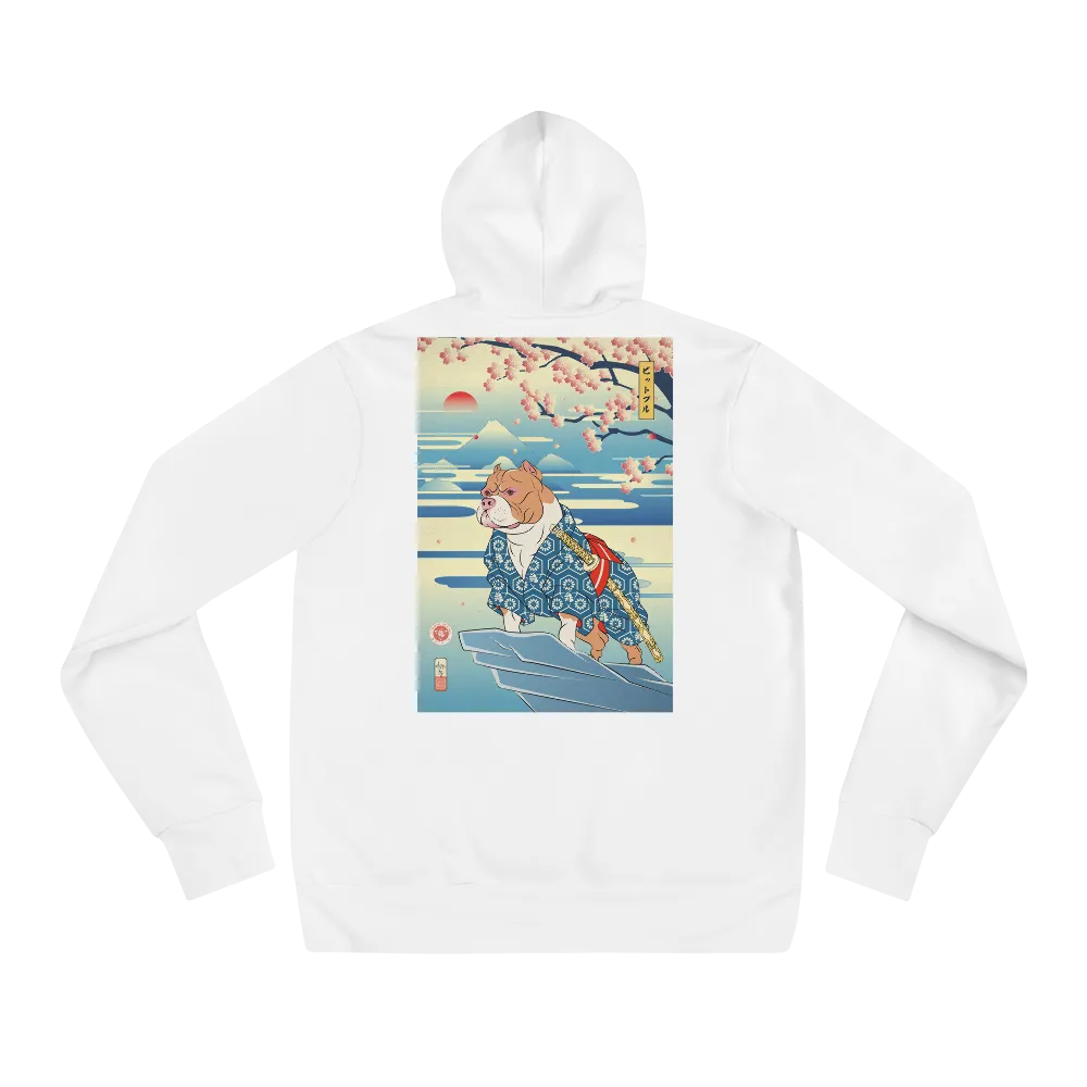 Dog Pitbull Japanese Ukiyo-e Unisex Hoodie - White / S