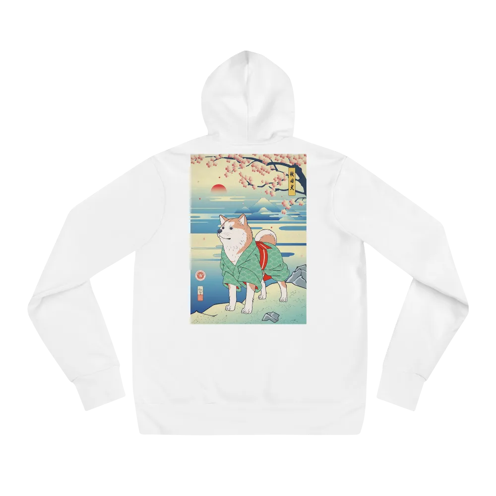 Dog Akita Funny Japanese Ukiyo-e Unisex Hoodie - White / S