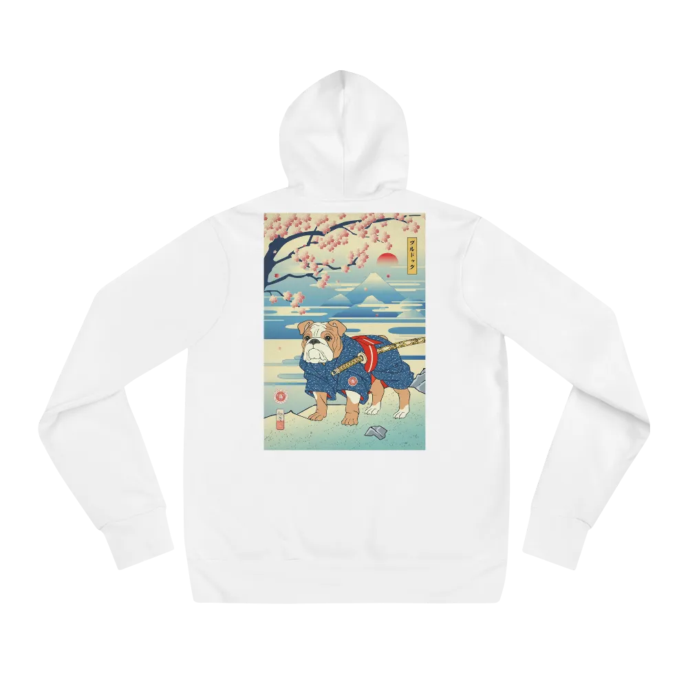 Dog Bulldog Japanese Ukiyo-e Unisex Hoodie - White / S