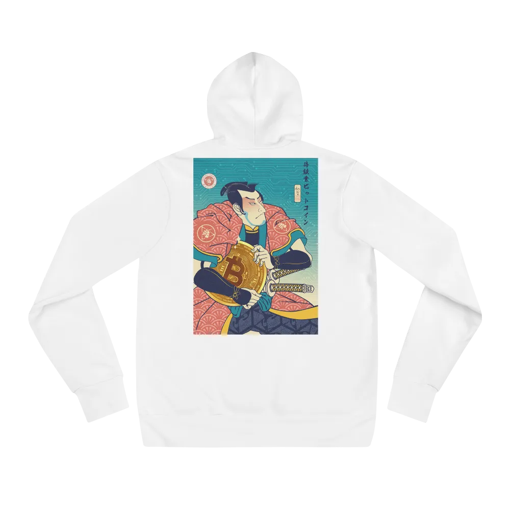 Samurai Bitcoin Mining Ukiyo-e Unisex Hoodie - White / S