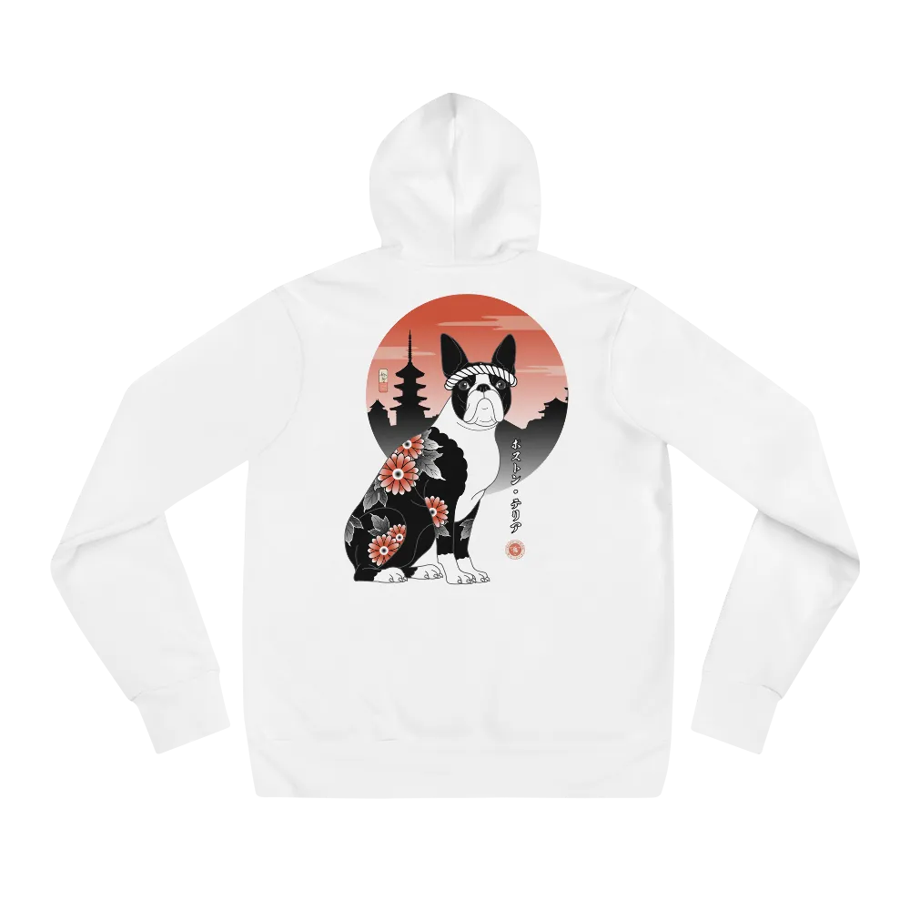 Samurai Boston Terrier Ukiyo-e Unisex Hoodie - Samurai Original