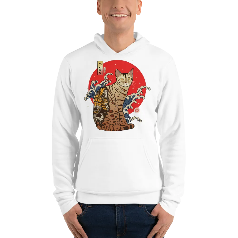 Bengal Cat Japanese Ukiyo-e Unisex Hoodie - White / S