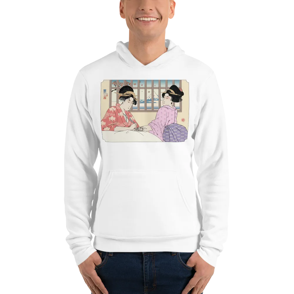 Geisha Henna Artist Japanese Ukiyo-e Unisex Hoodie - White / S