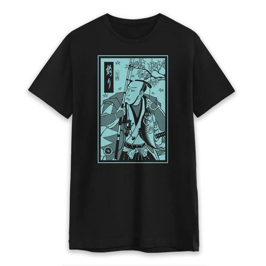 Samurai Fishing 5 Ukiyo-e Unisex T-Shirt - Samurai Original