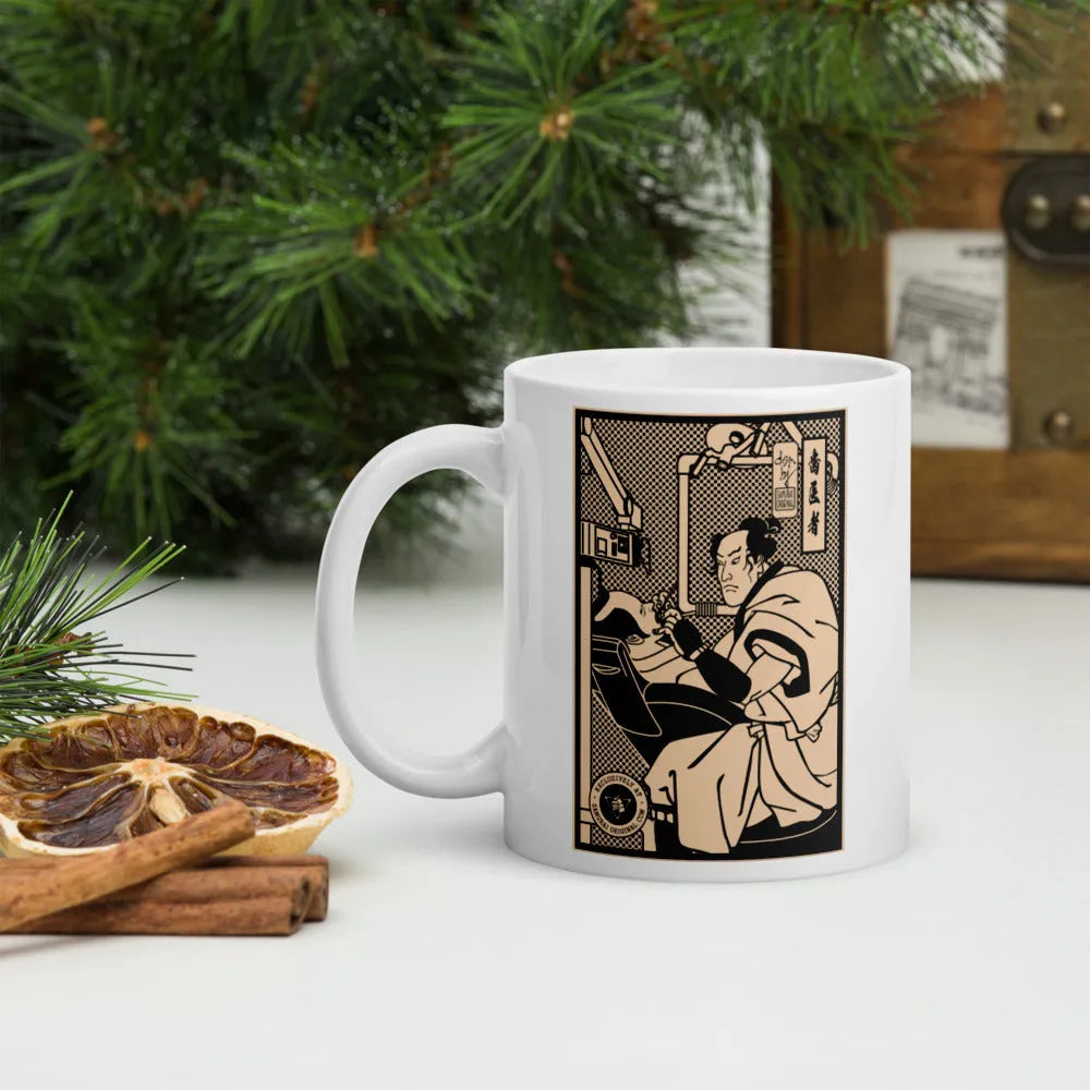 Samurai Dentist Ukiyo-e White Glossy Mug - Samurai Original